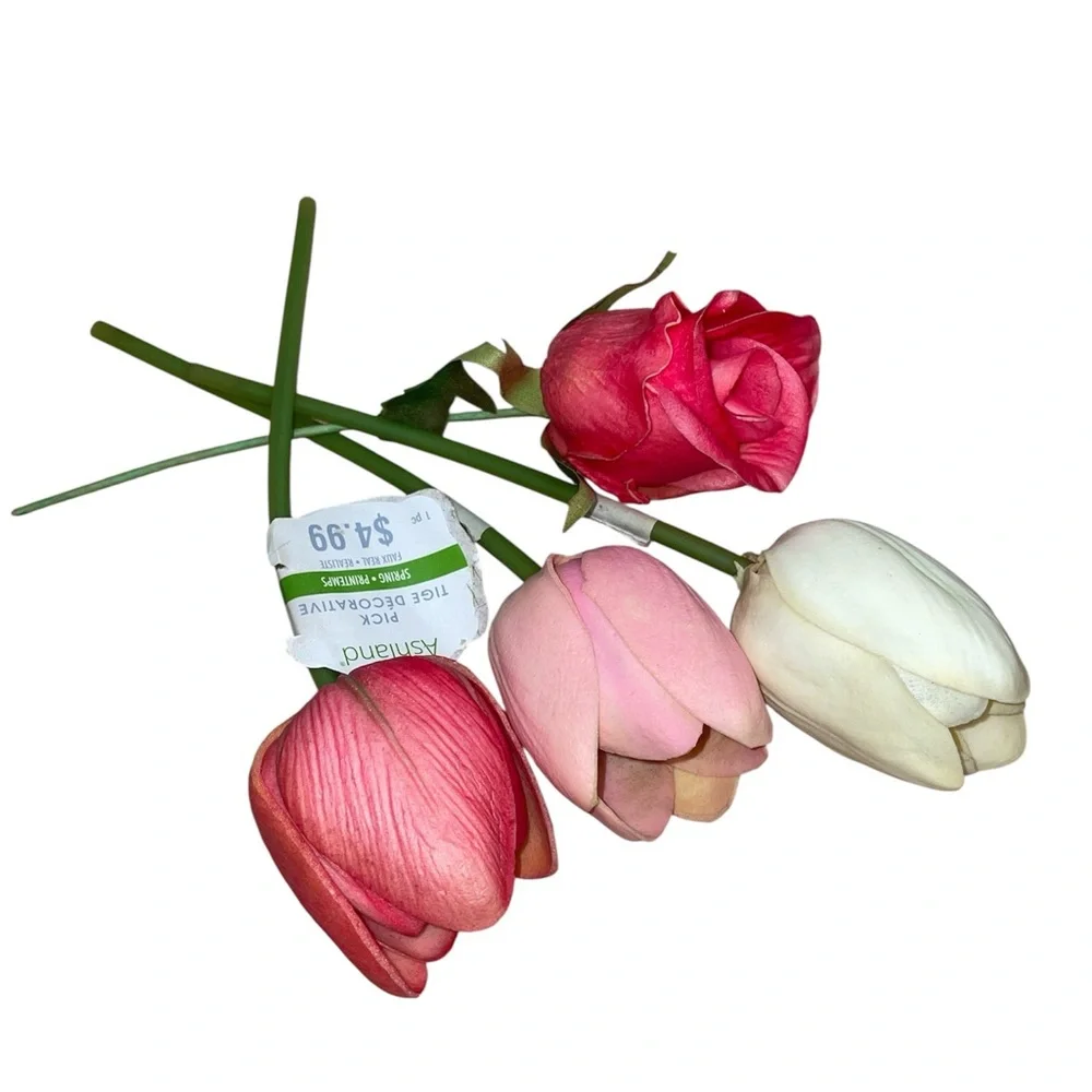 Assorted Artificial Floral Picks Arrangement - Pink, White, Green